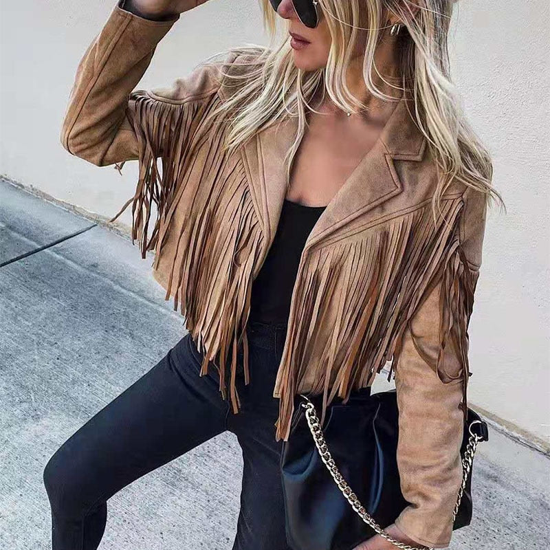 Tara Williams | Fringe Suede Cropped Jacket For Women