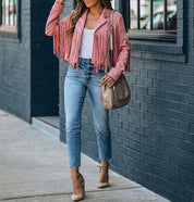 Tara Williams | Fringe Suede Cropped Jacket For Women