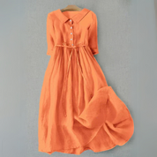 Matilda Clarke | Linen Midi Dress with Tie Waist For Women