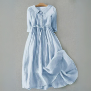 Matilda Clarke | Linen Midi Dress with Tie Waist For Women