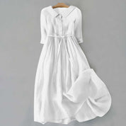 Matilda Clarke | Linen Midi Dress with Tie Waist For Women