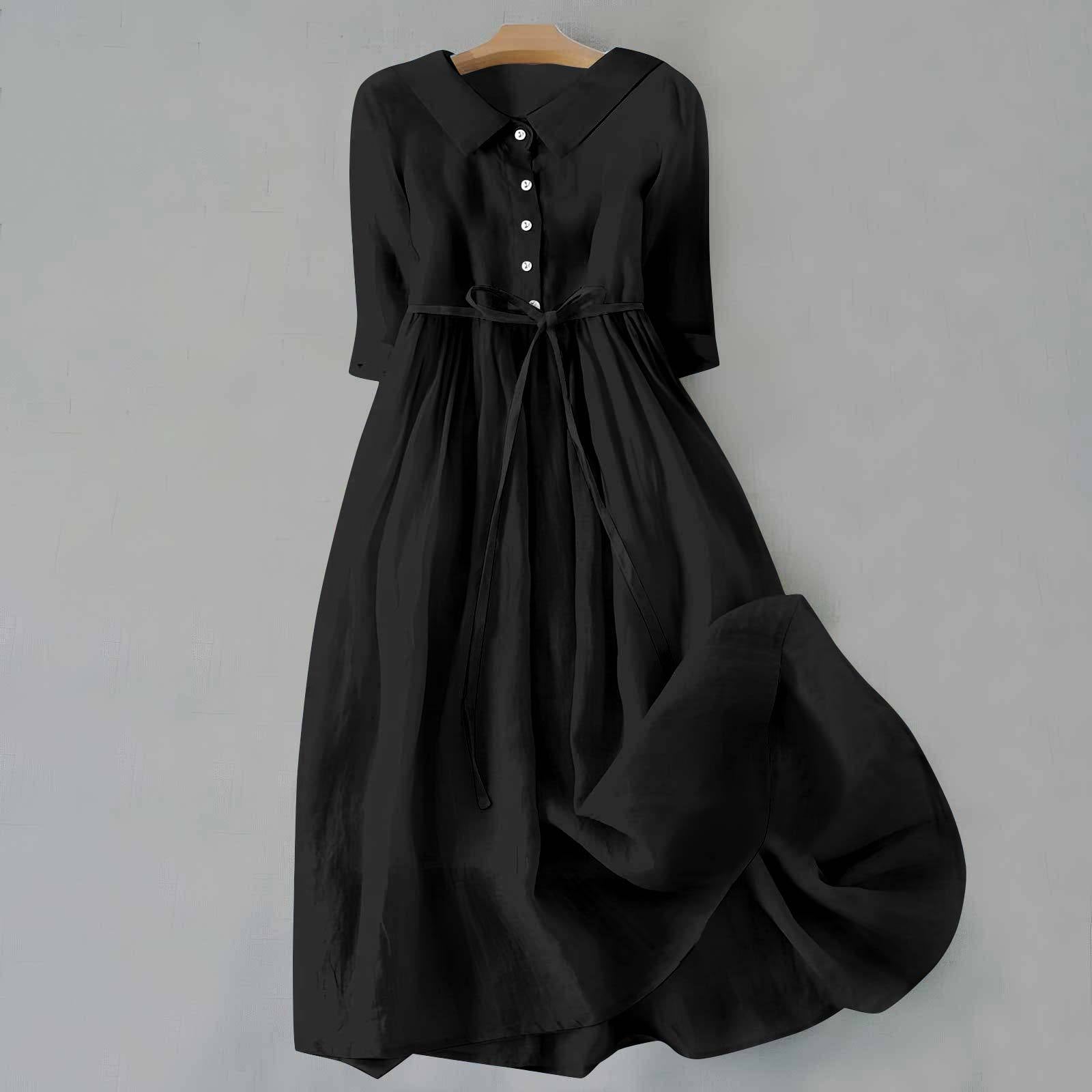 Matilda Clarke | Linen Midi Dress with Tie Waist For Women