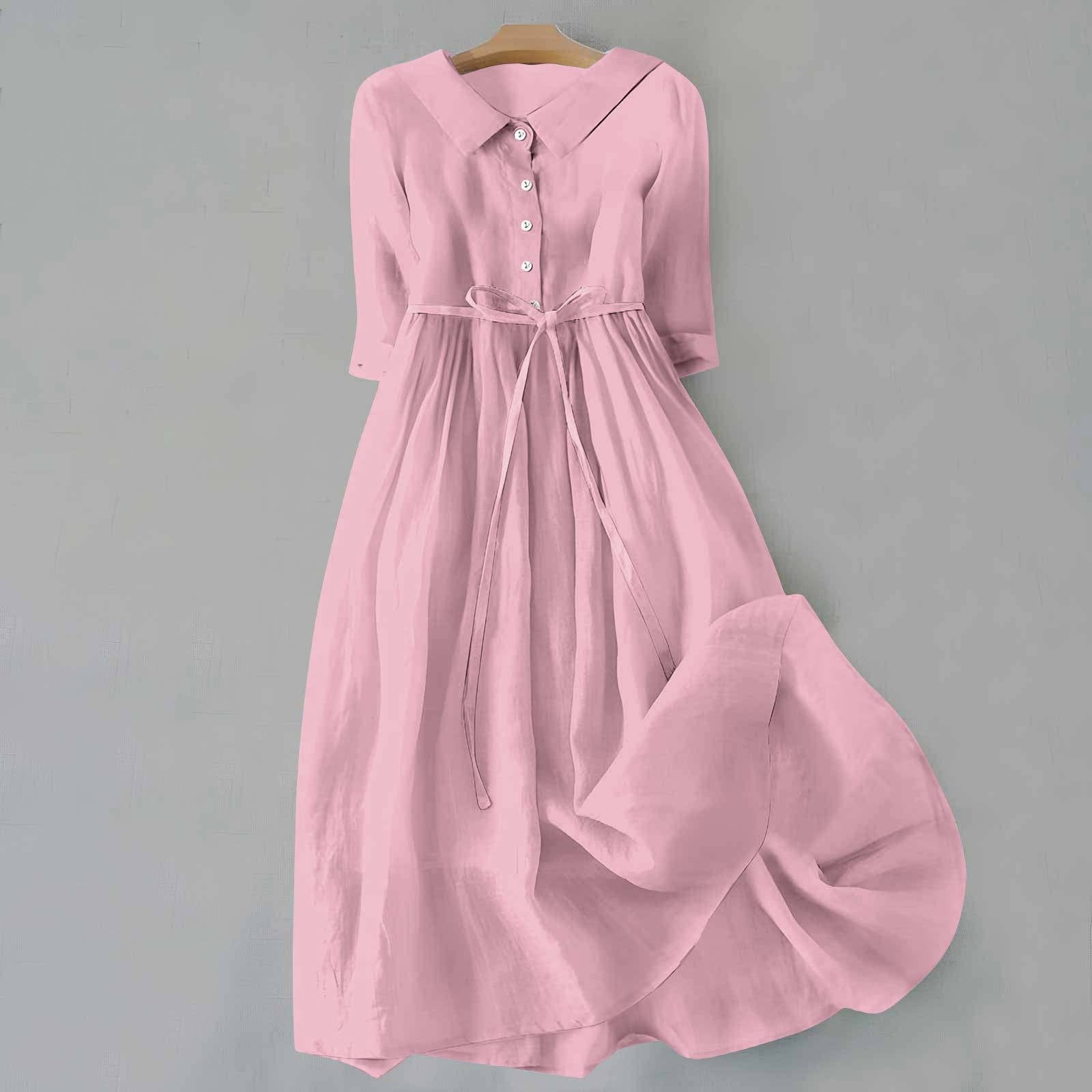 Matilda Clarke | Linen Midi Dress with Tie Waist For Women