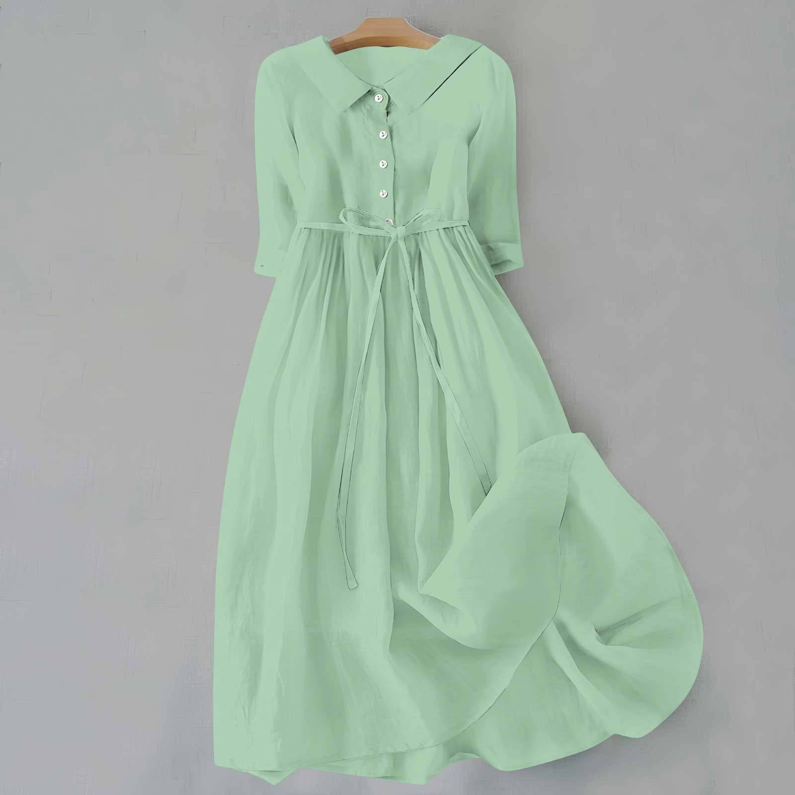 Matilda Clarke | Linen Midi Dress with Tie Waist For Women