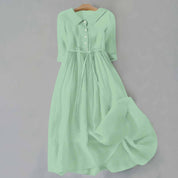 Matilda Clarke | Linen Midi Dress with Tie Waist For Women
