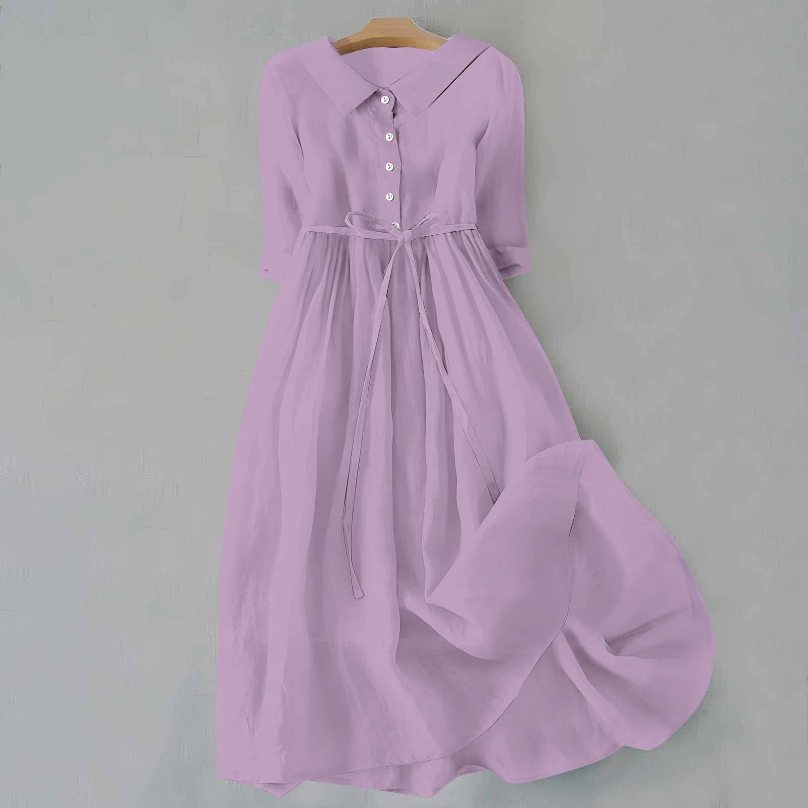 Matilda Clarke | Linen Midi Dress with Tie Waist For Women