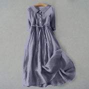 Matilda Clarke | Linen Midi Dress with Tie Waist For Women