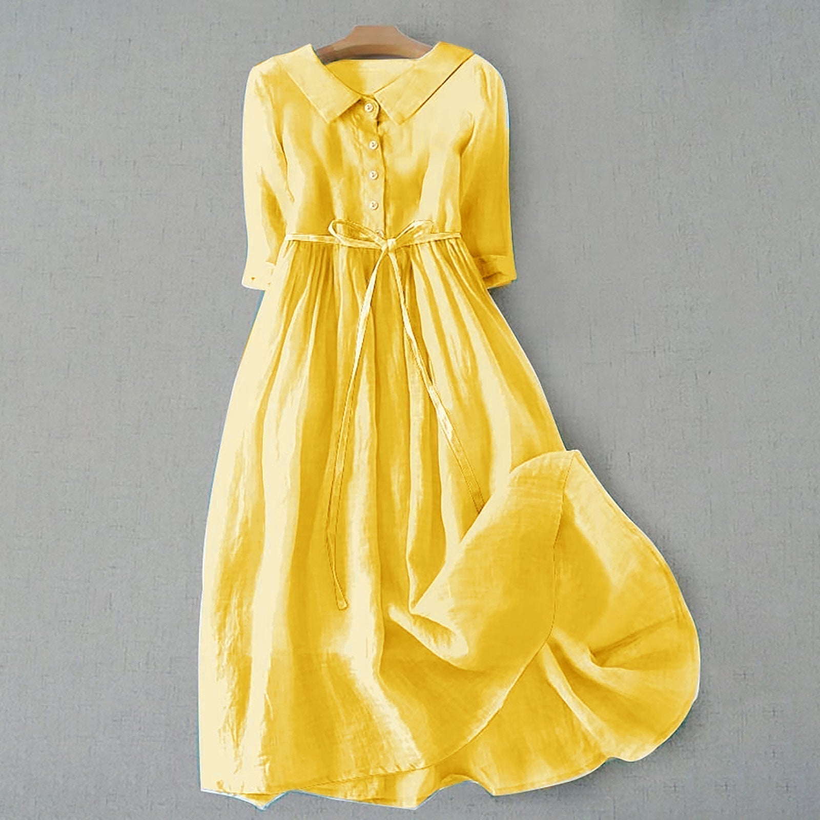 Matilda Clarke | Linen Midi Dress with Tie Waist For Women