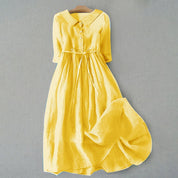 Matilda Clarke | Linen Midi Dress with Tie Waist For Women