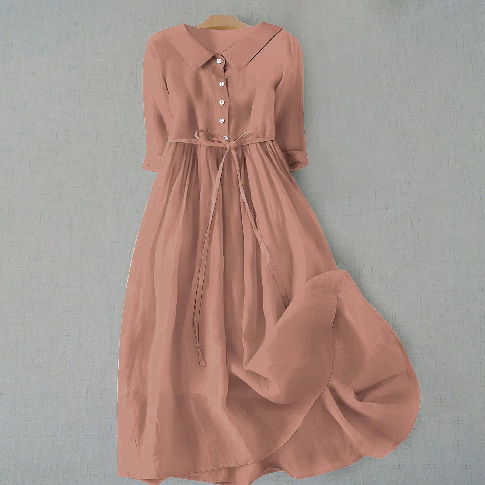 Matilda Clarke | Linen Midi Dress with Tie Waist For Women