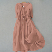 Matilda Clarke | Linen Midi Dress with Tie Waist For Women