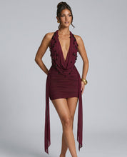 Matilda Henley | Embellished Halter Draped Mini Dress For Women