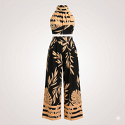 Isabelle Moretti | Tropical Halter Top & Wide-Leg Co-Ord Set For Women