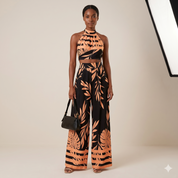 Isabelle Moretti | Tropical Halter Top & Wide-Leg Co-Ord Set For Women