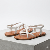 Sofia Bellini | Braided Strap Summer Sandals with Minimal Luxe Finish For Women