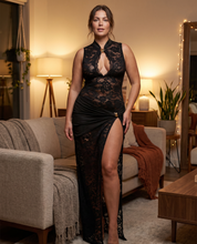 Jade Morrison | Sleeveless Lace Slit Evening Maxi Dress For Women
