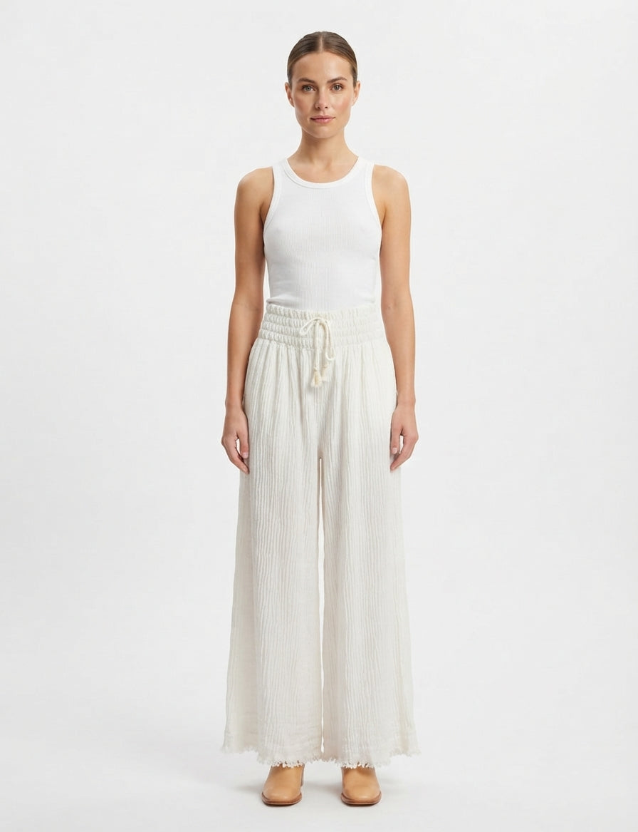 Georgia Pearce | Wide-Leg Pants With Crinkled Texture For Women