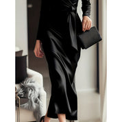 Elise Fairfax | Satin Wrap Midi Dress in Burgundy Red For Women