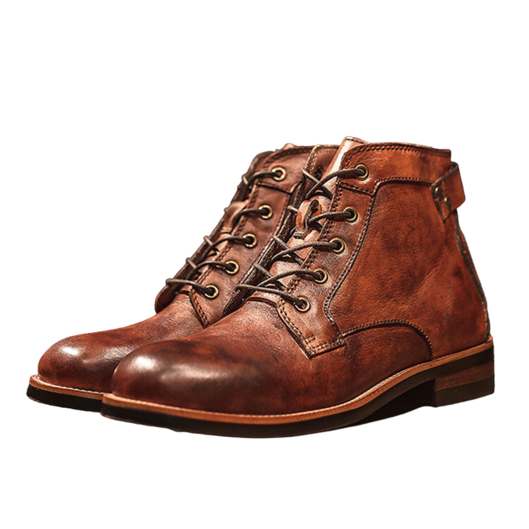 Leonardo Moretti | Vintage Leather Lace-Up Boots For Men