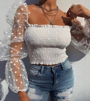 Ophelia Marsh | Sheer Chiffon Puff Sleeve Blouse For Women