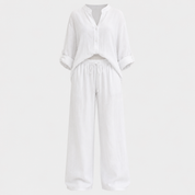 Harriet Campbell | Linen-Feel Wide Leg Two Piece Set For Women