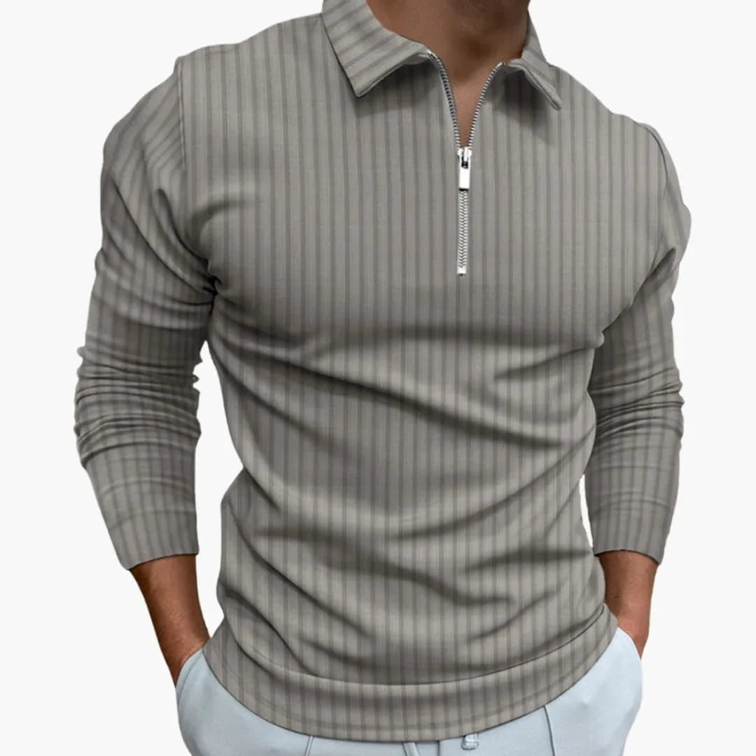 Luca Bennett | Ribbed Half-Zip Knit Sweater For Men