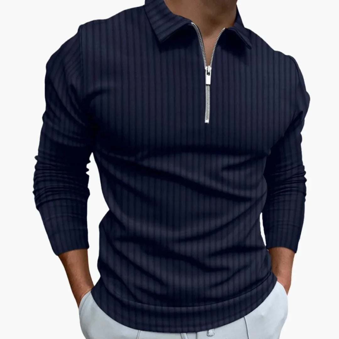 Luca Bennett | Ribbed Half-Zip Knit Sweater For Men