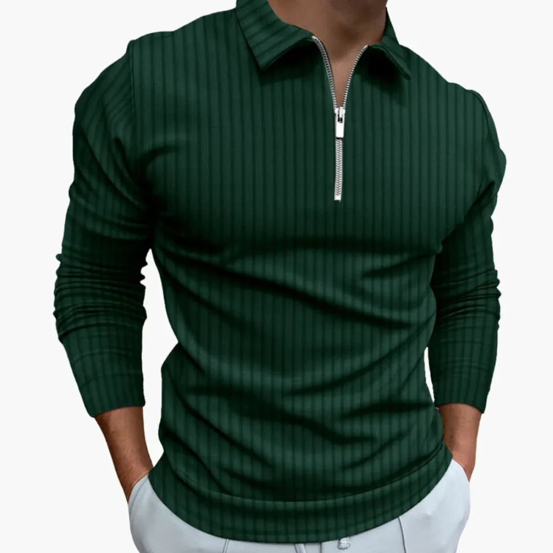 Luca Bennett | Ribbed Half-Zip Knit Sweater For Men