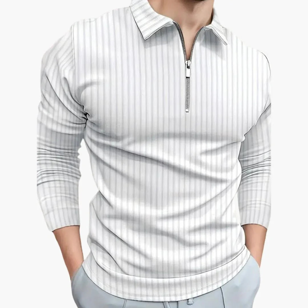 Luca Bennett | Ribbed Half-Zip Knit Sweater For Men