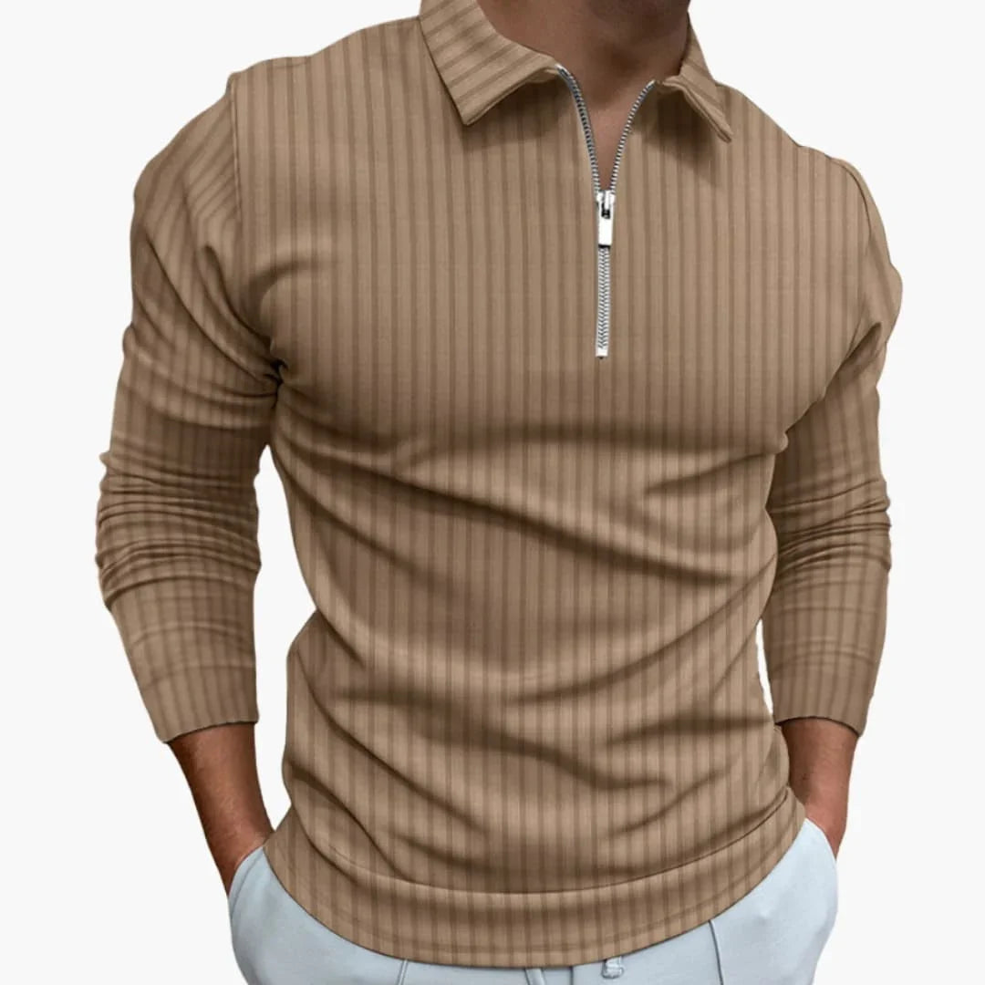 Luca Bennett | Ribbed Half-Zip Knit Sweater For Men
