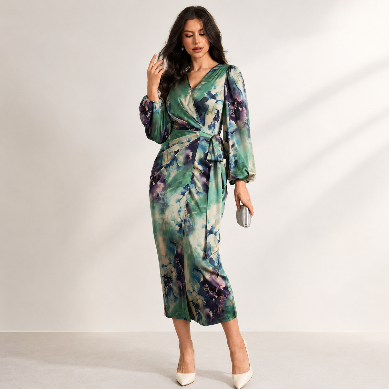 Holly Parker | Printed Wrap Midi Dress For Women