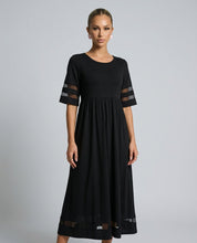 Zoe Pemberton | Black Mesh Stripe Midi Dress For Women