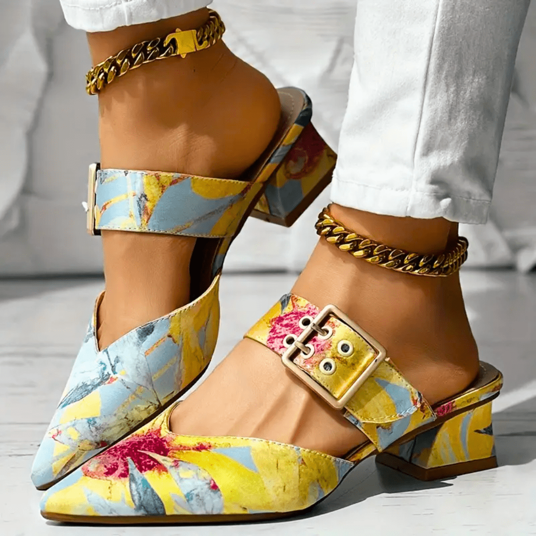 Virelle Edge | Artistic Buckle Heel Mules