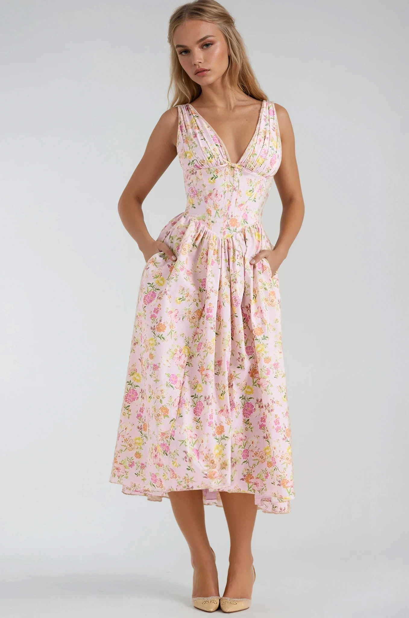 Matilda Renshaw | Floral V-Neck Summer Dress For Women