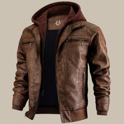 Luca Moretti | Premium Hooded Leather Jacket For Men