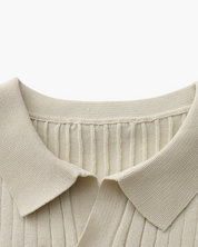 Renzo Bellini | Ribbed Knit Polo Shirt with Coastal Elegance For Men