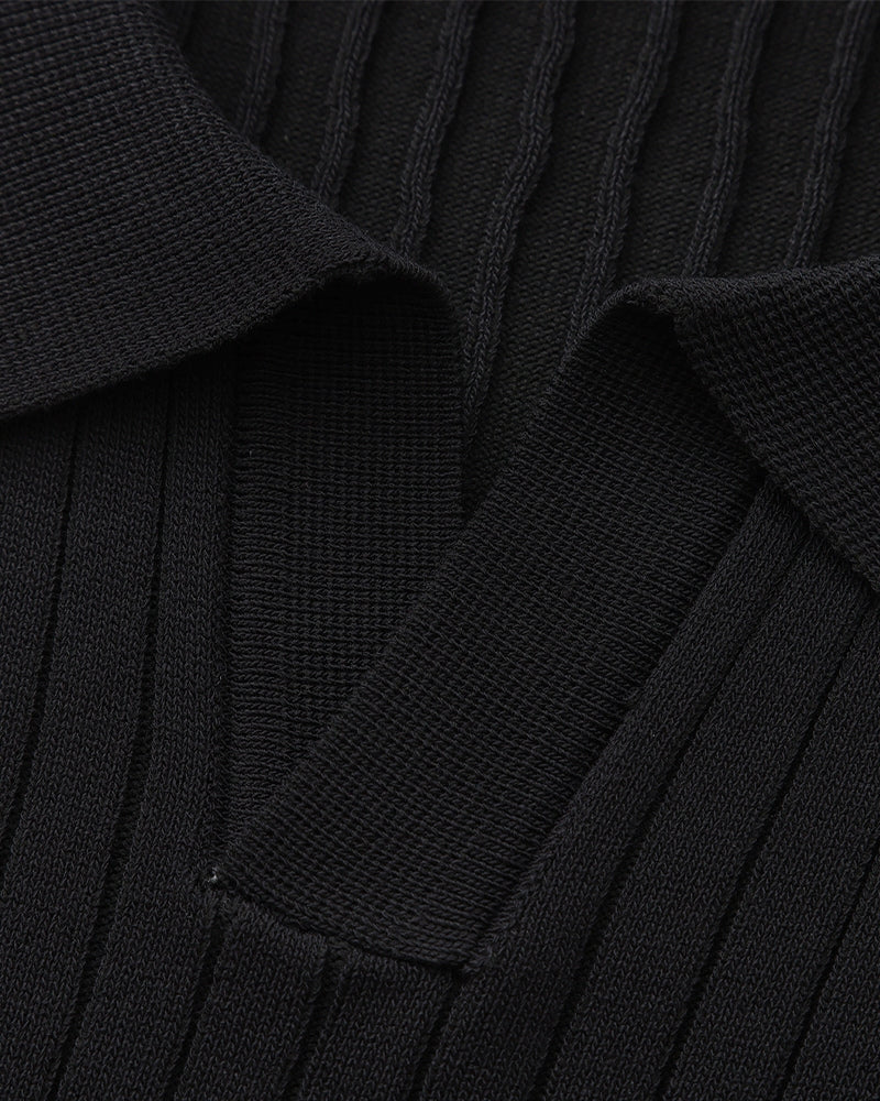 Renzo Bellini | Ribbed Knit Polo Shirt with Coastal Elegance For Men