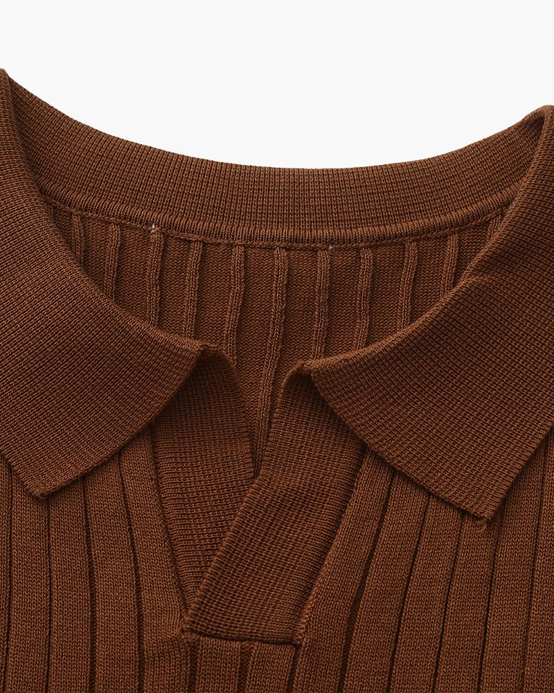 Renzo Bellini | Ribbed Knit Polo Shirt with Coastal Elegance For Men
