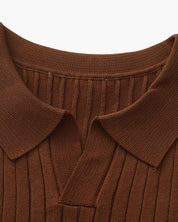 Renzo Bellini | Ribbed Knit Polo Shirt with Coastal Elegance For Men