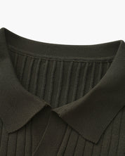 Renzo Bellini | Ribbed Knit Polo Shirt with Coastal Elegance For Men