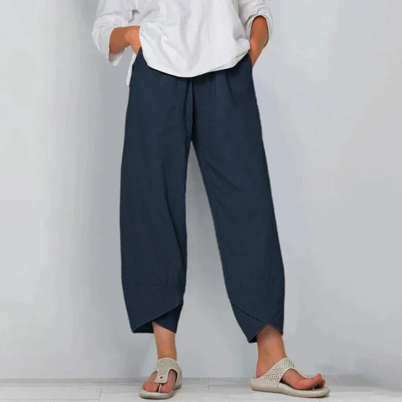 Camille Dubois | Relaxed Linen Wide-Leg Trousers with Effortless Comfort For Women