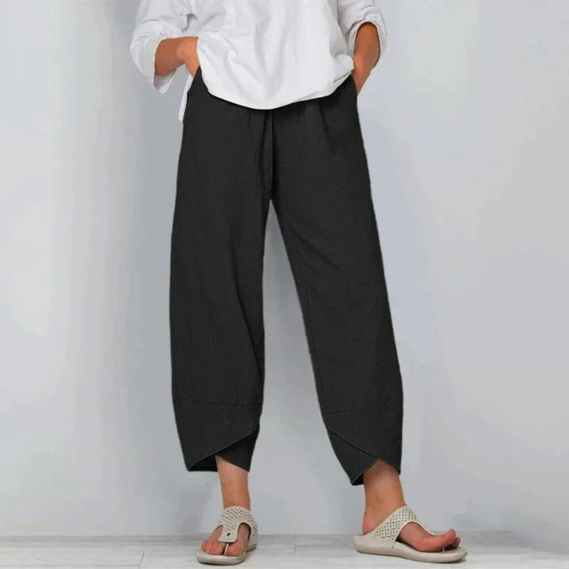 Camille Dubois | Relaxed Linen Wide-Leg Trousers with Effortless Comfort For Women