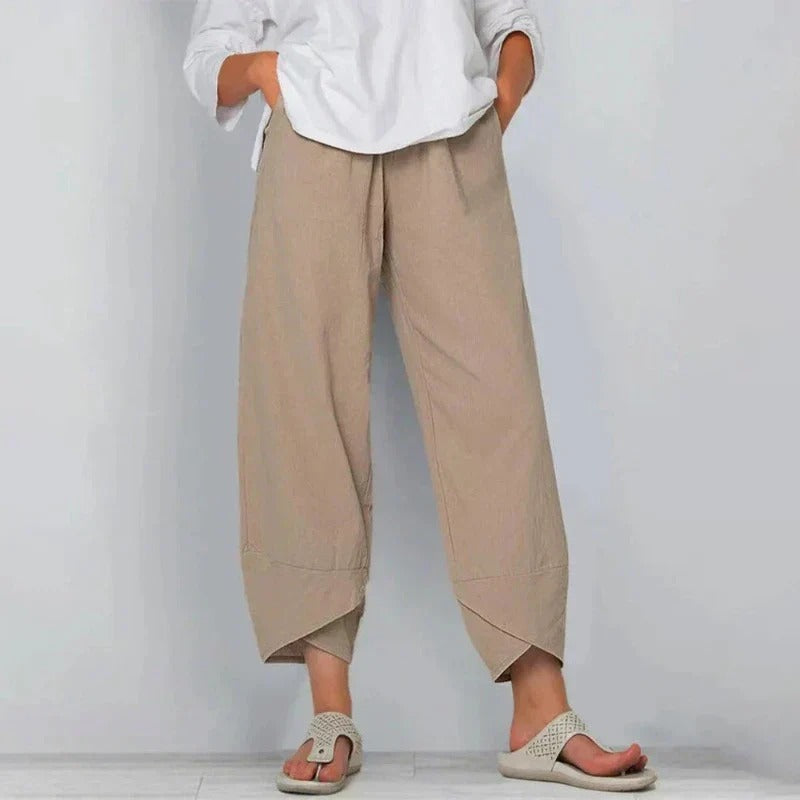 Camille Dubois | Relaxed Linen Wide-Leg Trousers with Effortless Comfort For Women
