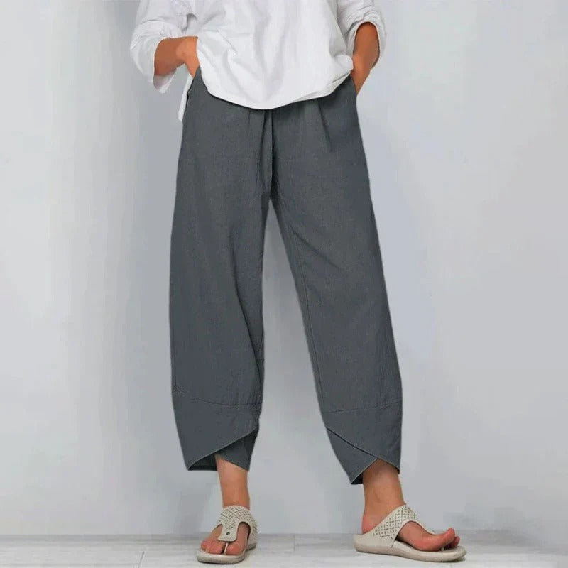 Camille Dubois | Relaxed Linen Wide-Leg Trousers with Effortless Comfort For Women