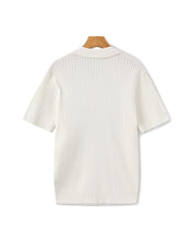Renzo Bellini | Ribbed Knit Polo Shirt with Coastal Elegance For Men