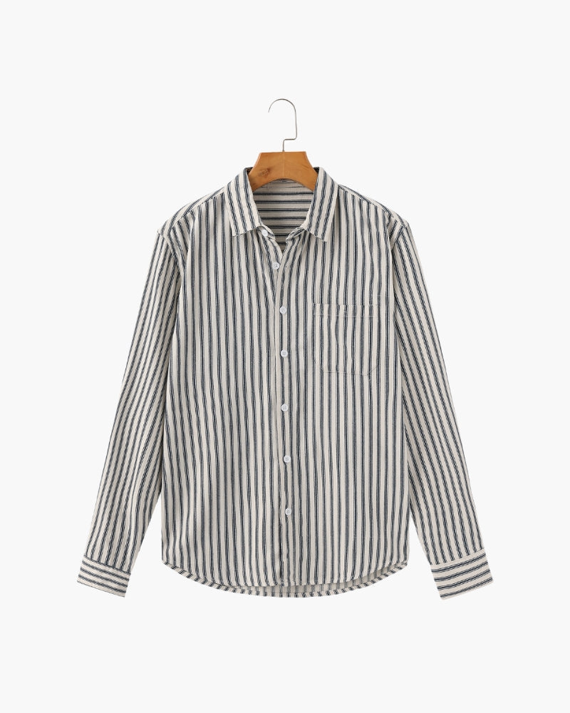 Gabriel Fontaine | Linen Stripe Shirt with Relaxed Coastal Elegance For Men