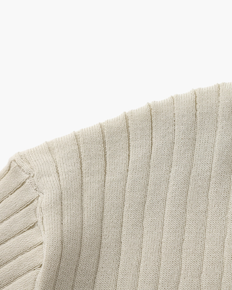 Renzo Bellini | Ribbed Knit Polo Shirt with Coastal Elegance For Men