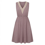 Isabella Hartley | Lace Trim V-Neck Midi Dress For Women