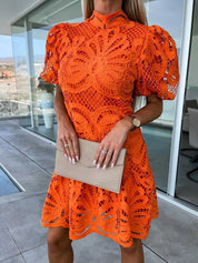 Emma Gallagher | White Lace Mock-Neck Midi Dress For Women