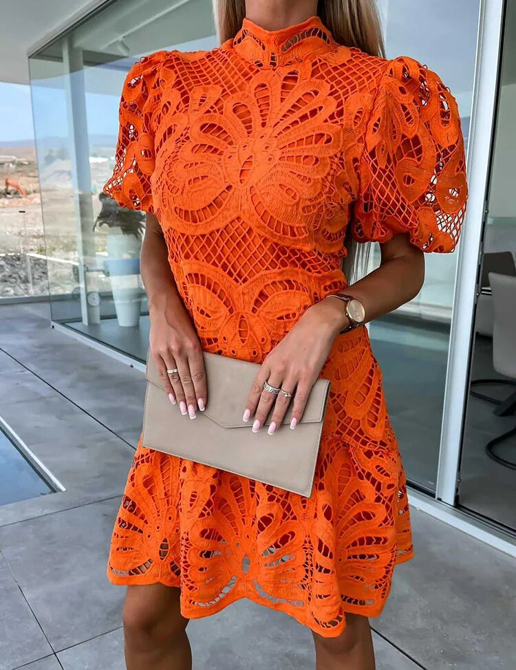 Emma Gallagher | White Lace Mock-Neck Midi Dress For Women